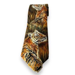 Vintage Tie WWF Tiger Animal Print 1993‎ 90’s World Wildlife Foundation Orange